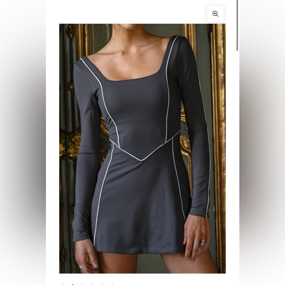 Yellow The Label Bailey Long Sleeve Dress in Charcoal